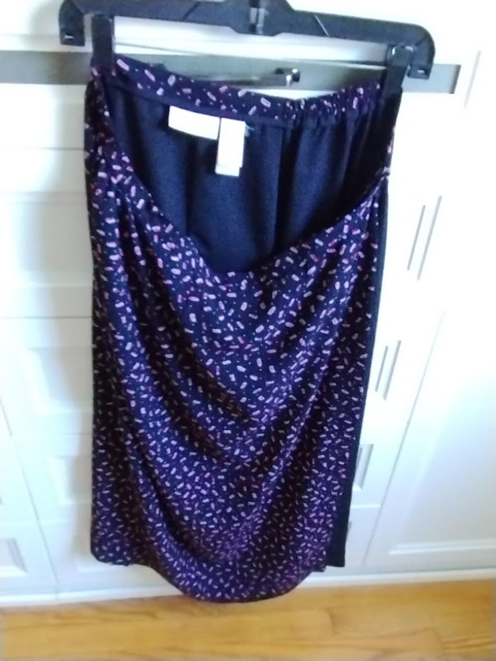 Liz Claiborne Black Patterned Skirt Pink & White Sprinkle w Layered Overlay - Picture 6 of 6